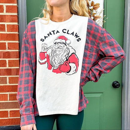 Santa claws flannel tee.