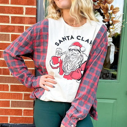 Santa claus flannel tee.