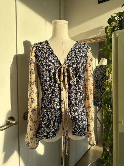 Mixed Print Floral Tie Front Blouse by Finding Doll, photo 6