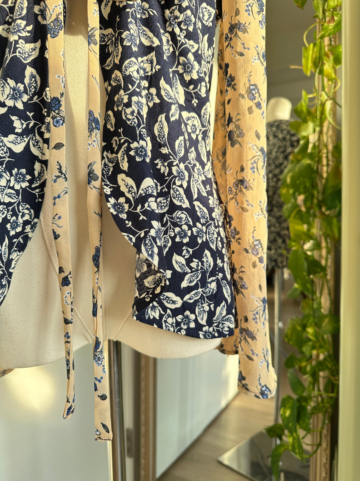 Mixed Print Floral Tie Front Blouse by Finding Doll, photo 3
