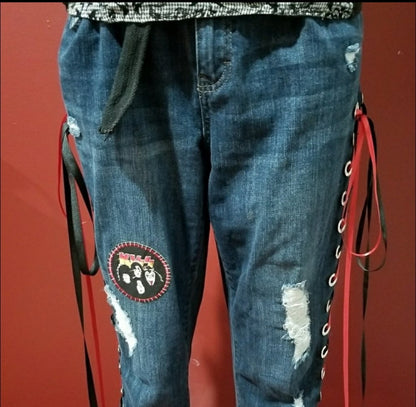 Upcycled KISS Lace Up Jeans - 8/27"