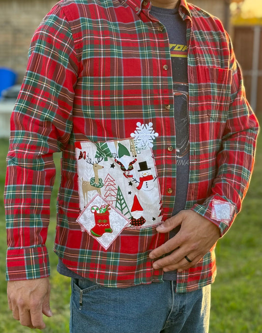 OMG! Santa! Elf Movie Christmas Holiday Plaid Longsleeve Shirt
