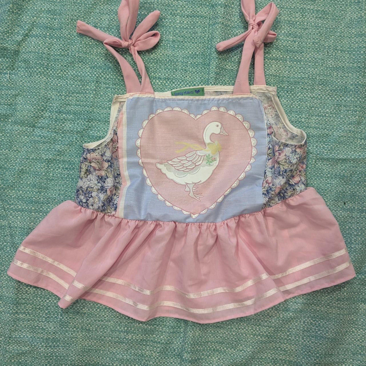 Cutesy Goose Heart Pink Peplum Square Neck Top by BeedyMakes, photo 2