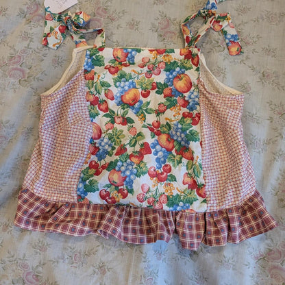 Vintage Fruits Print Tie Shoulder Square Neck Top by BeedyMakes, photo 2