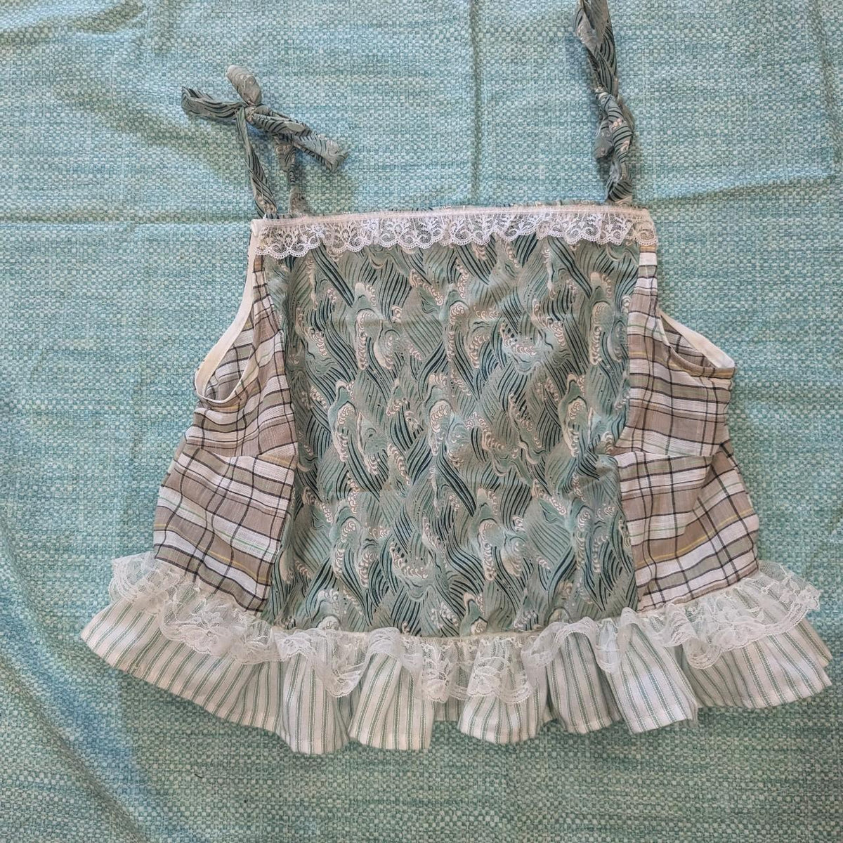Ocean Waves Patchwork Tie Shoulder Square Neck Top by BeedyMakes, photo 2