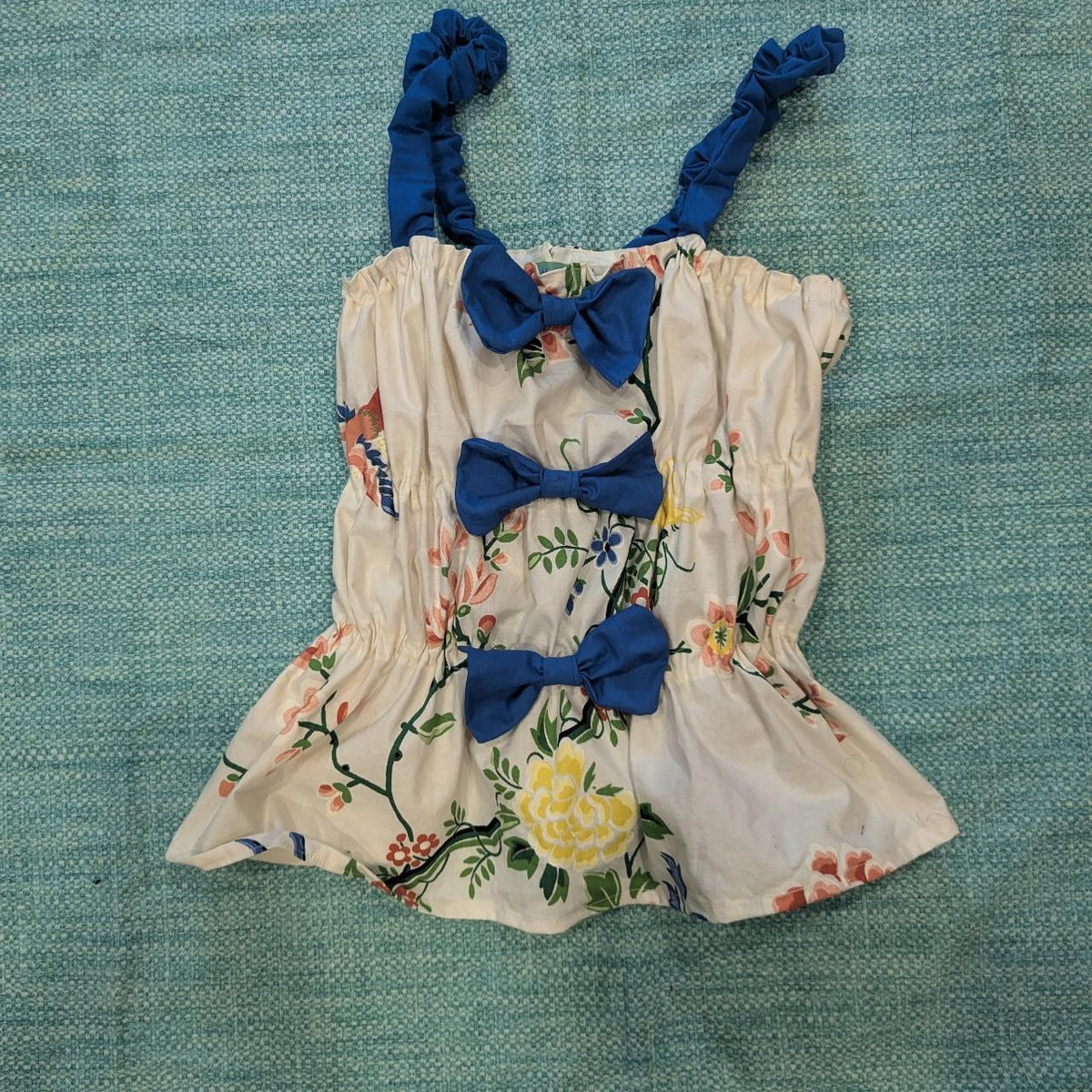 White Floral Bird Print Bow Top by BeedyMakes, photo 2