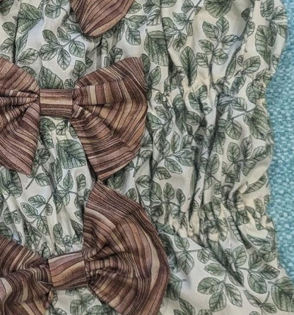 Woodsy Hobbit Girl Leaf Print Bow Milkmaid Top by BeedyMakes, photo 3