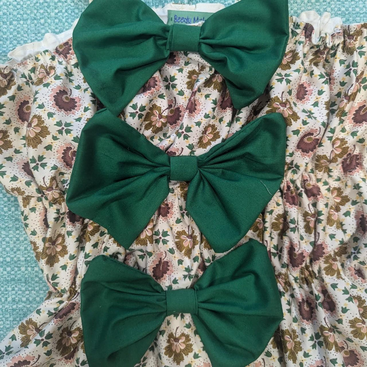 Green and Brown Leaf Print Bow Top by BeedyMakes, photo 3