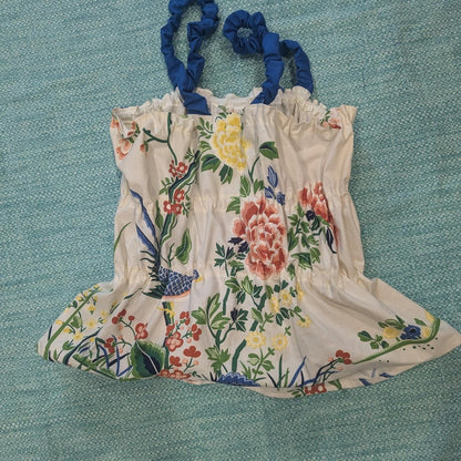 White Floral Bird Print Bow Top by BeedyMakes, photo 4