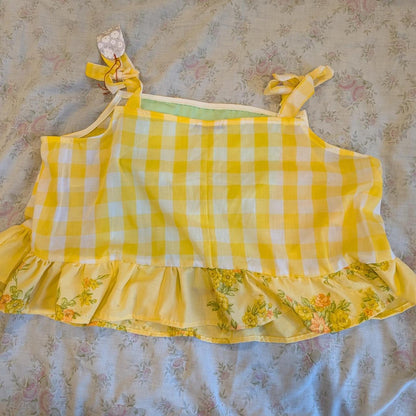 Yellow Lace and Floral Peplum Square Neck Top by BeedyMakes, photo 3