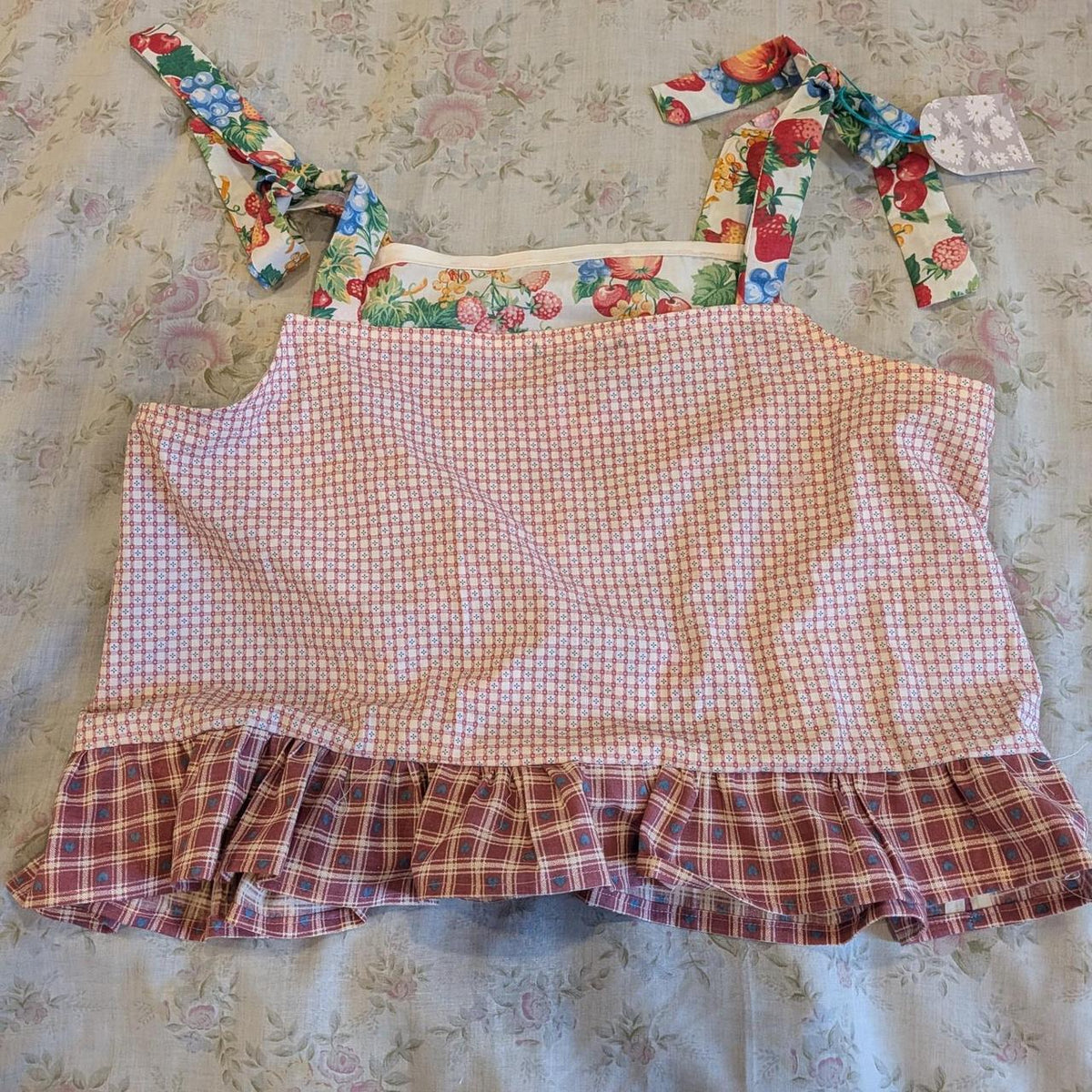 Vintage Fruits Print Tie Shoulder Square Neck Top by BeedyMakes, photo 3