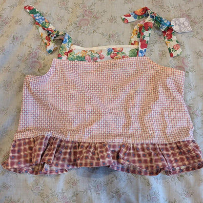 Vintage Fruits Print Tie Shoulder Square Neck Top by BeedyMakes, photo 3