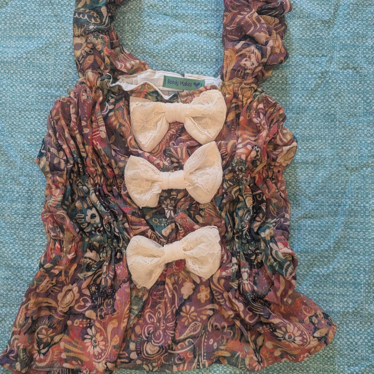 Groovy Multicolored Boho Print Bow Top by BeedyMakes, photo 2