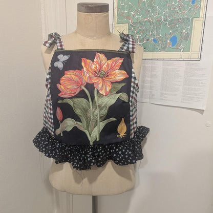 Amaryllis Floral Patchwork Square Neck Top by BeedyMakes