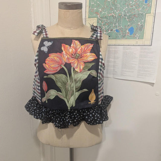 Amaryllis Floral Patchwork Square Neck Top by BeedyMakes