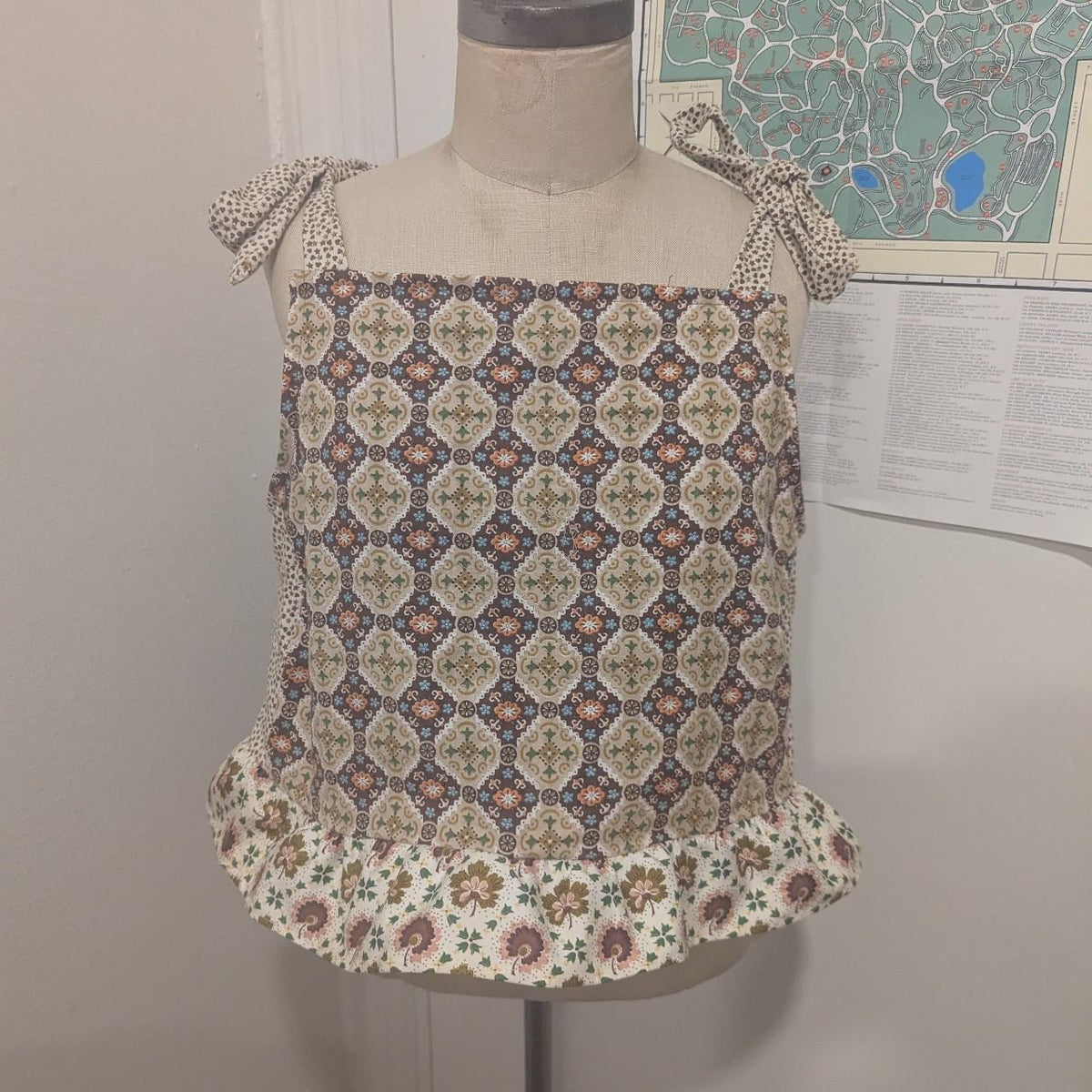 Abstract Brown Square Neck Top by BeedyMakes