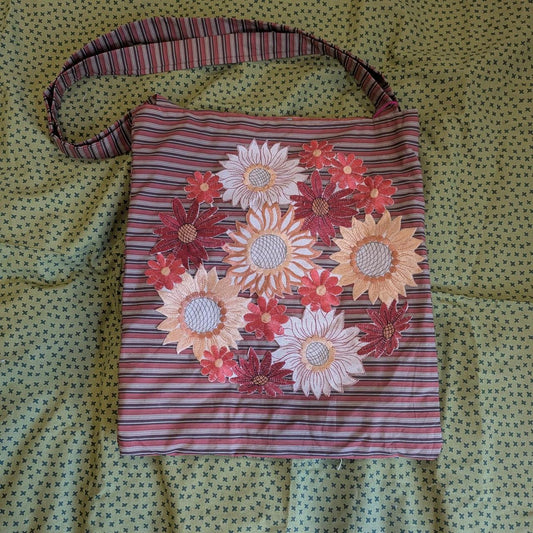 Groovy Flowers Embroidered Tote Bag by BeedyMakes