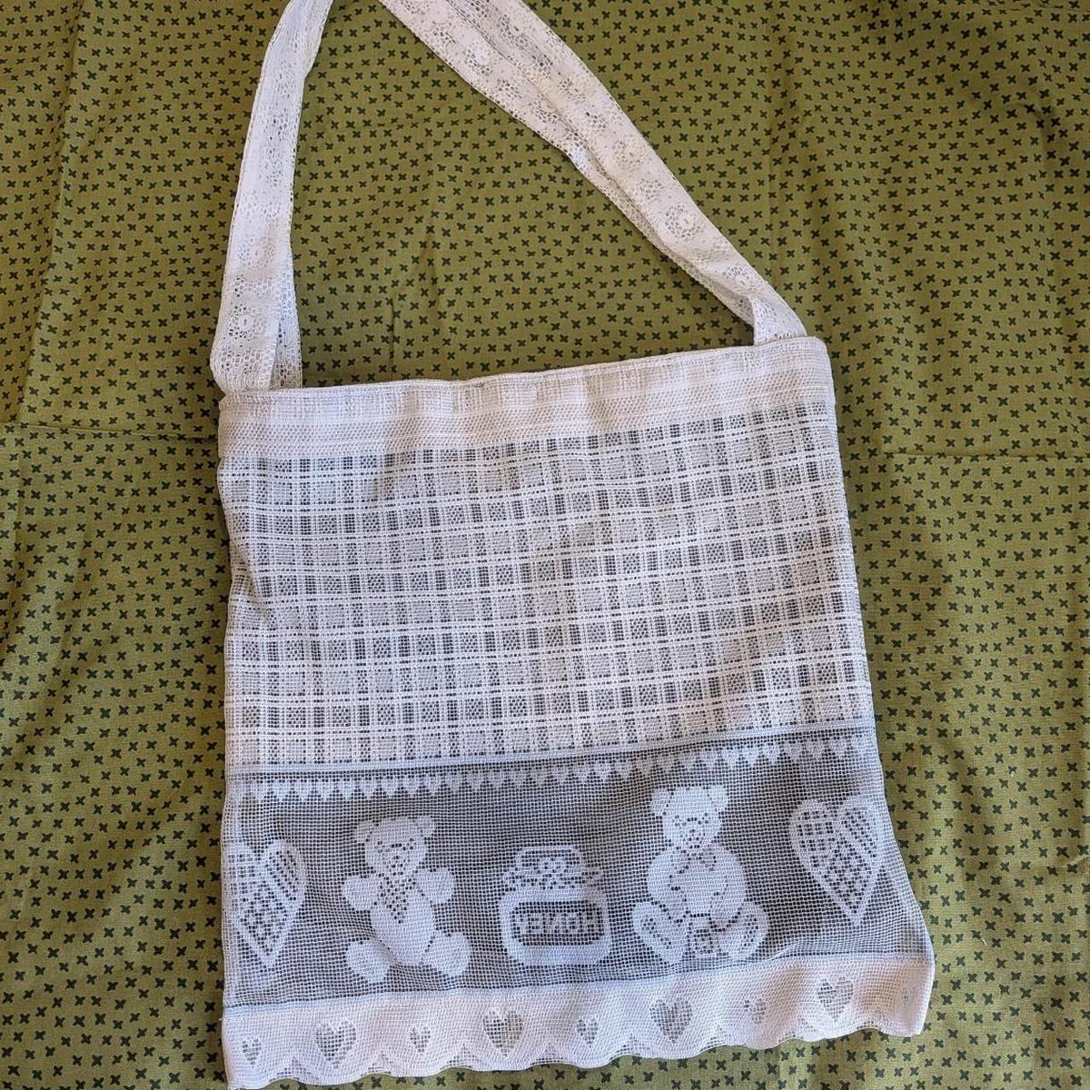 Lace Teddy Bear Tote Bag by BeedyMakes