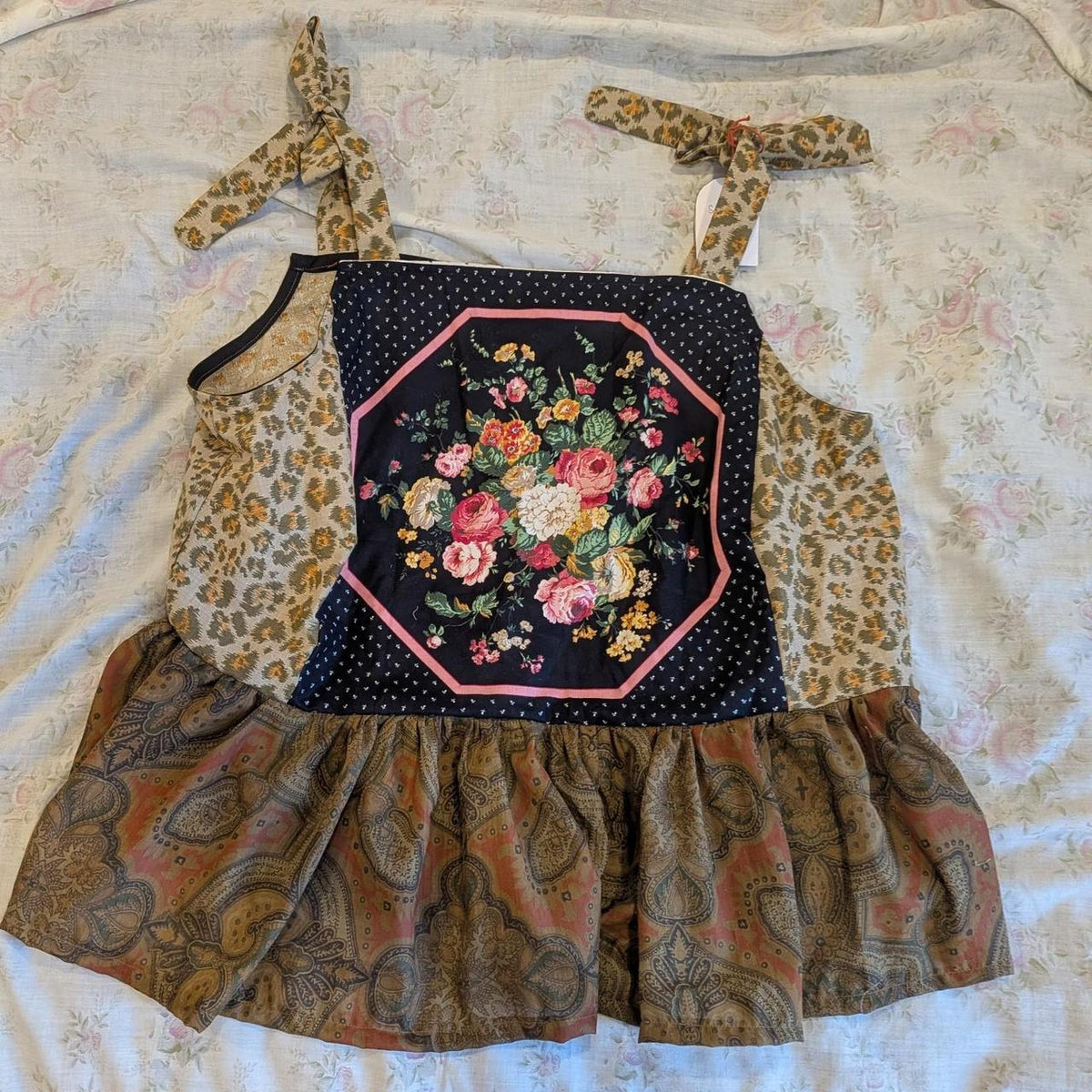 Black Floral and Leopard Print Square Neck Top by BeedyMakes, photo 4
