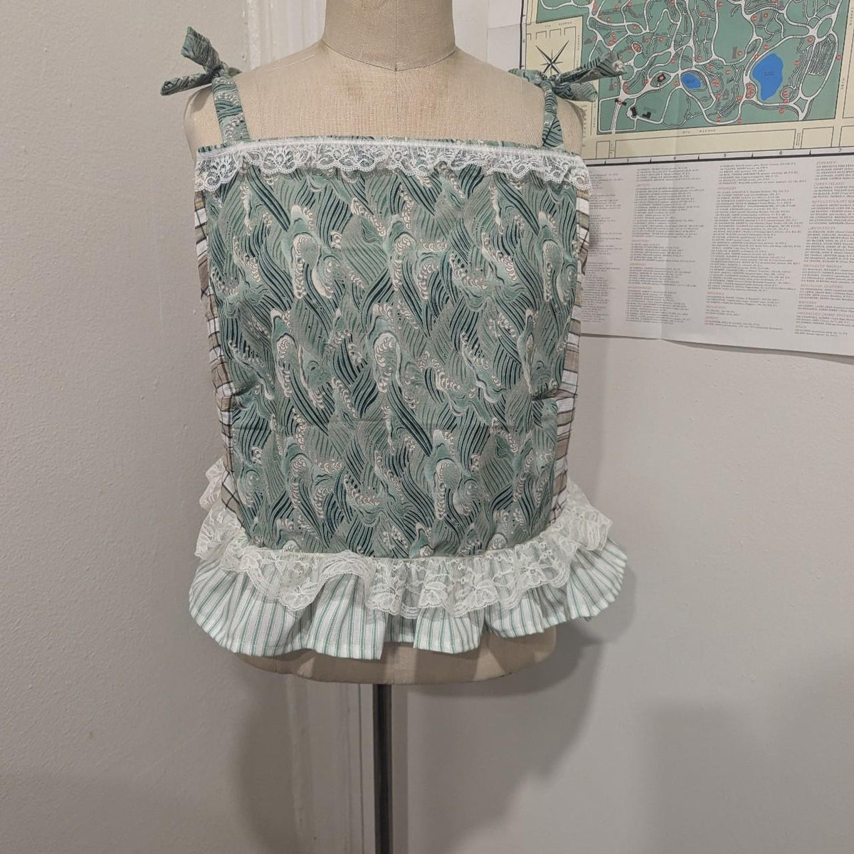 Ocean Waves Patchwork Tie Shoulder Square Neck Top by BeedyMakes
