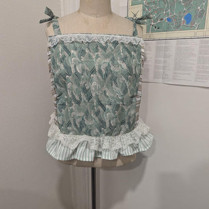 Ocean Waves Patchwork Tie Shoulder Square Neck Top by BeedyMakes
