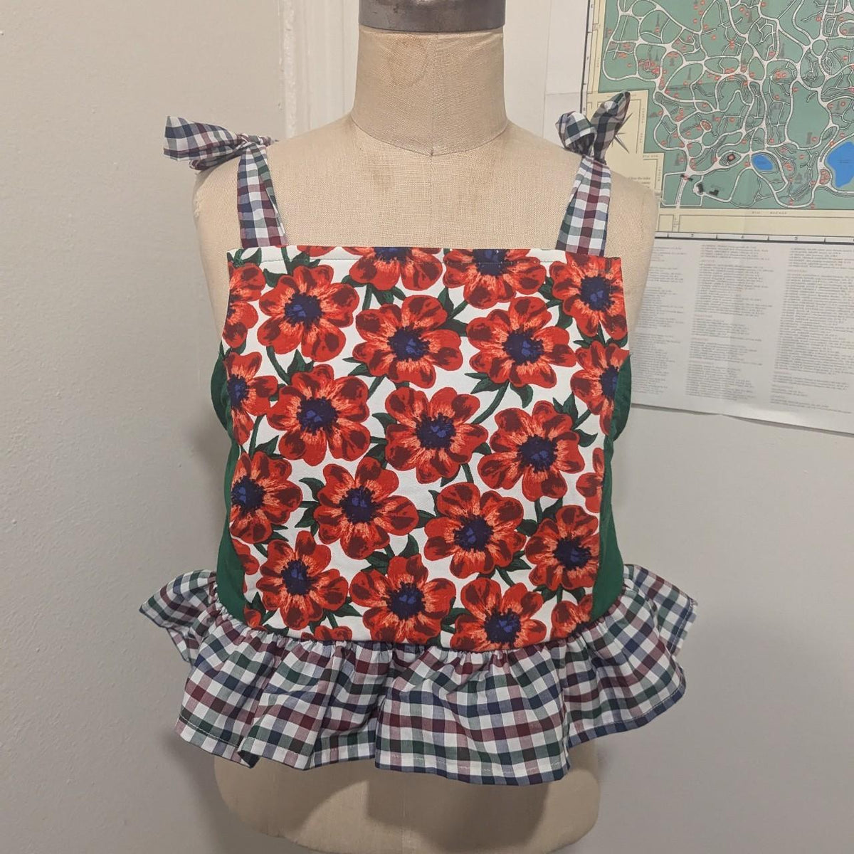 Lots of Poppies Red Floral Square Neck Top by BeedyMakes