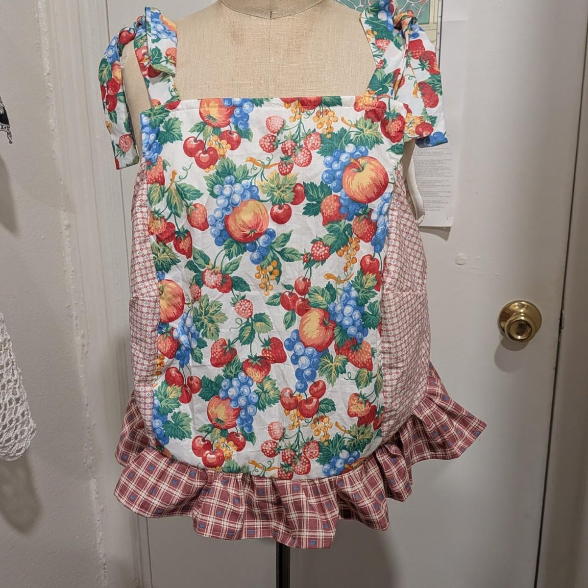 Vintage Fruits Print Tie Shoulder Square Neck Top by BeedyMakes