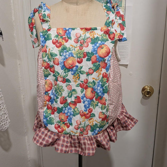 Vintage Fruits Print Tie Shoulder Square Neck Top by BeedyMakes