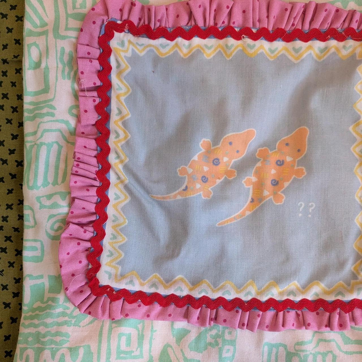 Confused Lizards Upcycled Ruffle Tote Bag by BeedyMakes, photo 2