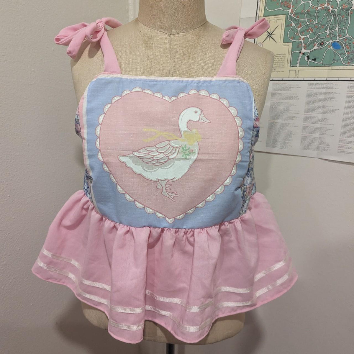 Cutesy Goose Heart Pink Peplum Square Neck Top by BeedyMakes