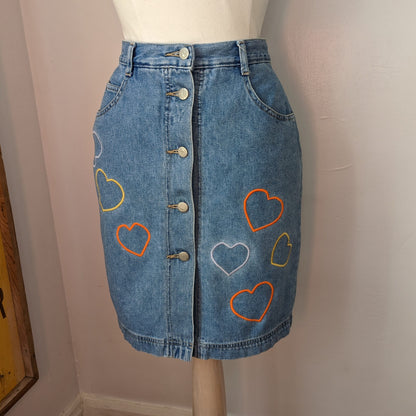A Reworked Embroidered Heart Skirt.