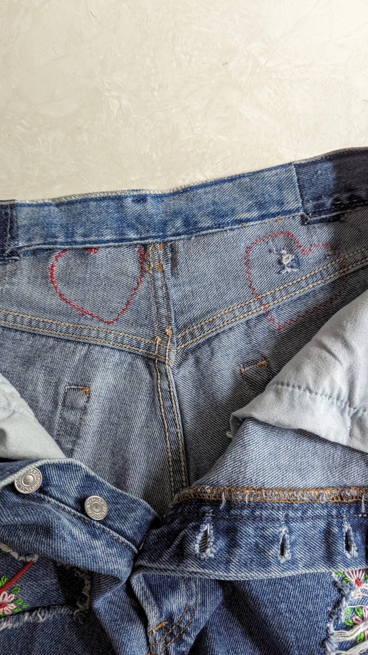 Heart and Flower Patchwork Levi's Shorts by Sensible Slacks, photo 8