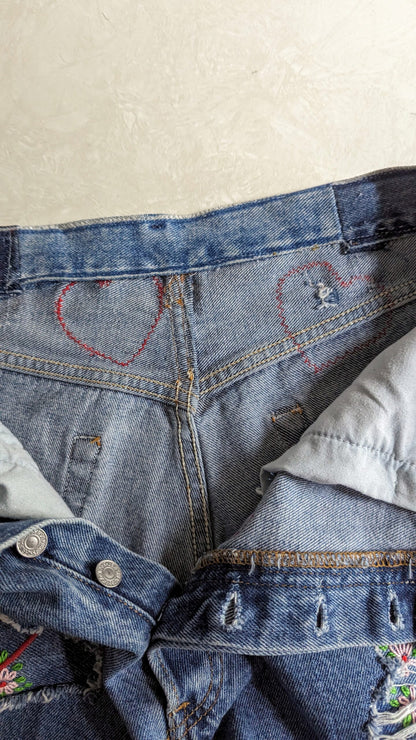 Heart and Flower Patchwork Levi's Shorts by Sensible Slacks, photo 8