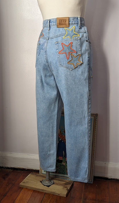Patchwork Star Vintage Light Wash Mom Jeans by Sensible Slacks