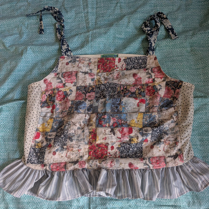 Boho Blue and White Patchwork Square Neck Top by BeedyMakes, photo 2