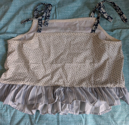 Boho Blue and White Patchwork Square Neck Top by BeedyMakes, photo 3