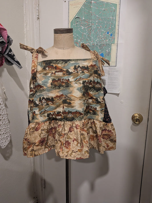 Village and Hills Square Neck Peplum Top by BeedyMakes