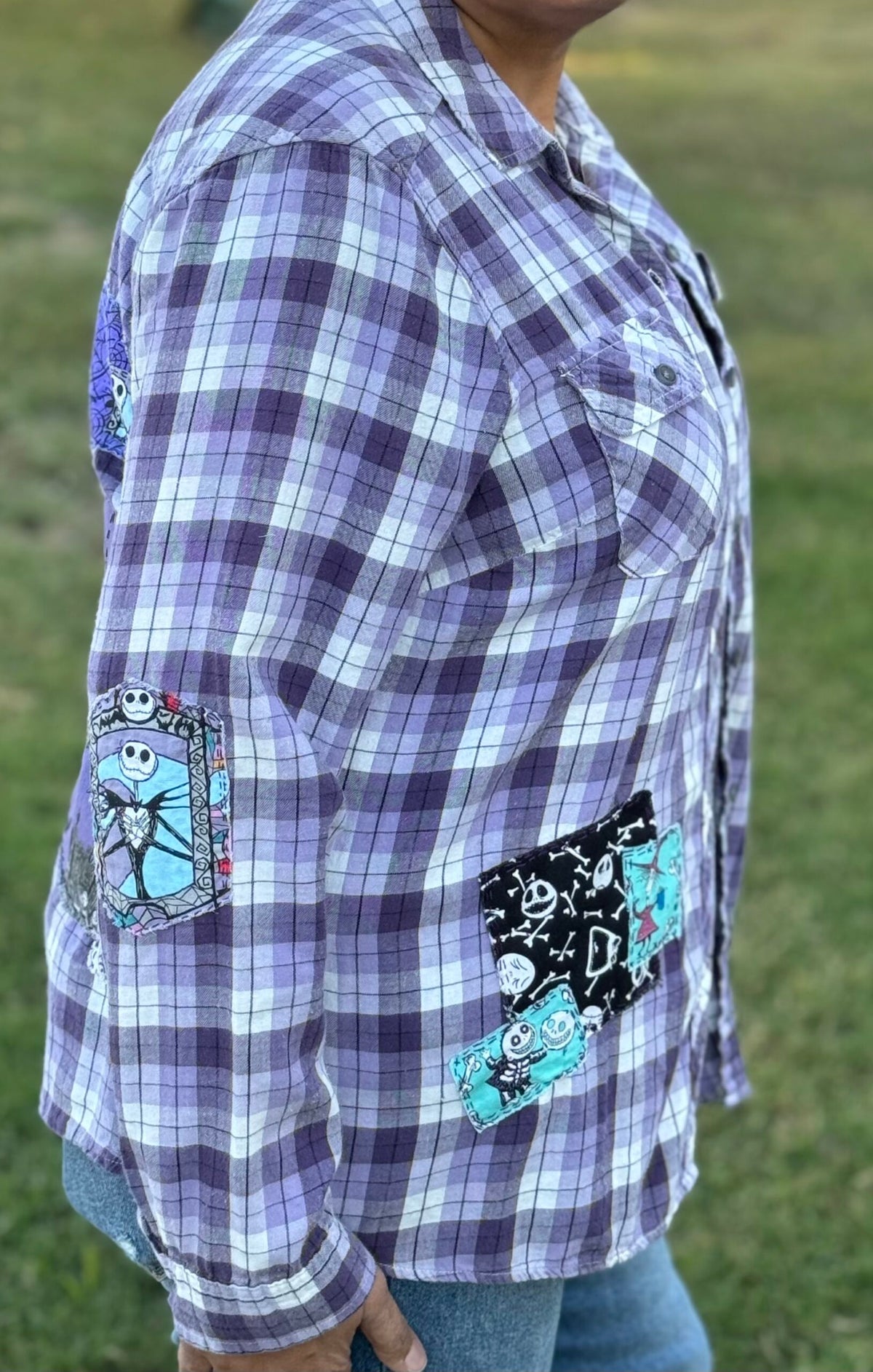 Purple Nightmare Halloween Spooky Longsleeve Plaid Flannel Shirt
