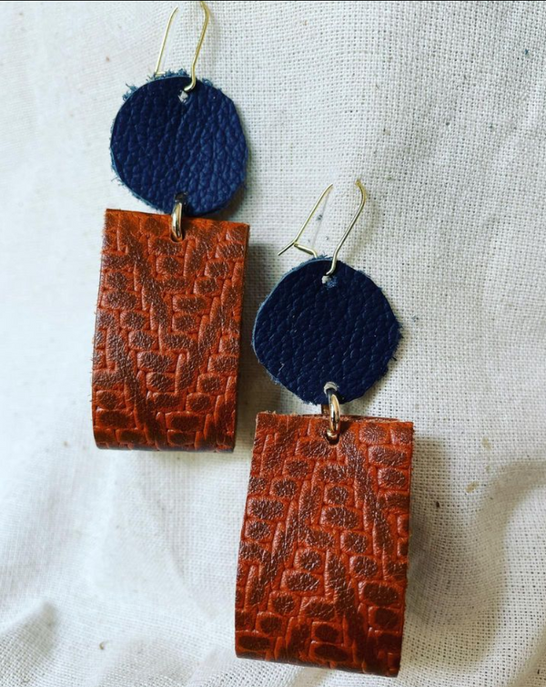 Woven Leather Dangle Earrings