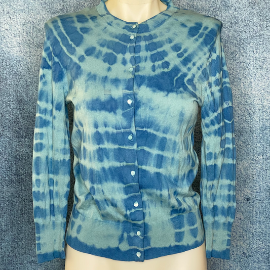 Fortuna Blue Tie-dye Cashmere Cardigan