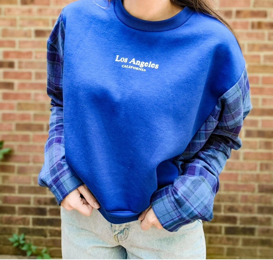 Los Angeles California LA crewneck x flannel