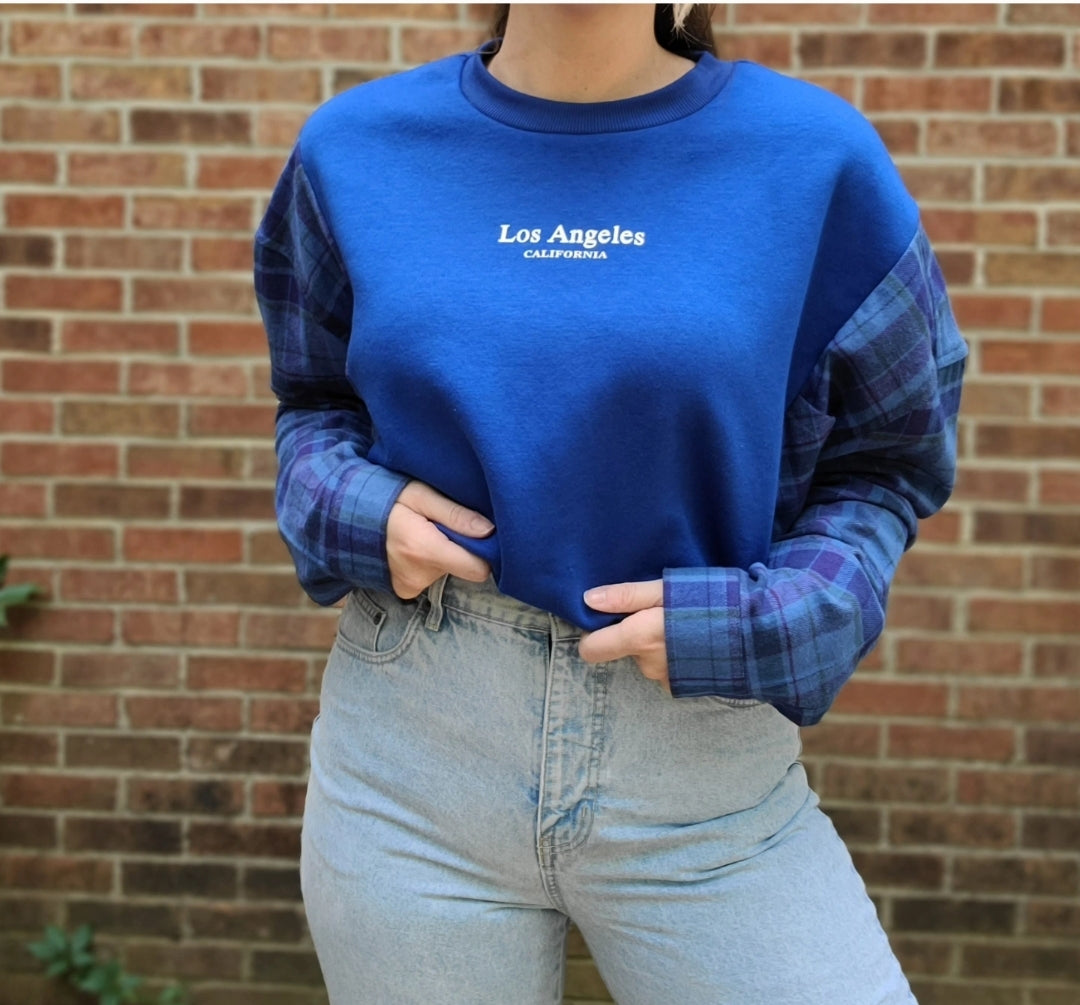 Los Angeles California LA crewneck x flannel