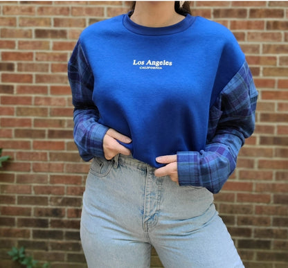Los Angeles California LA crewneck x flannel