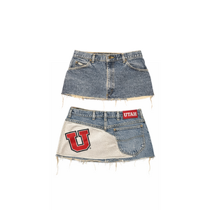 Utah Sidelines Upcycled Denim Mini Skirt