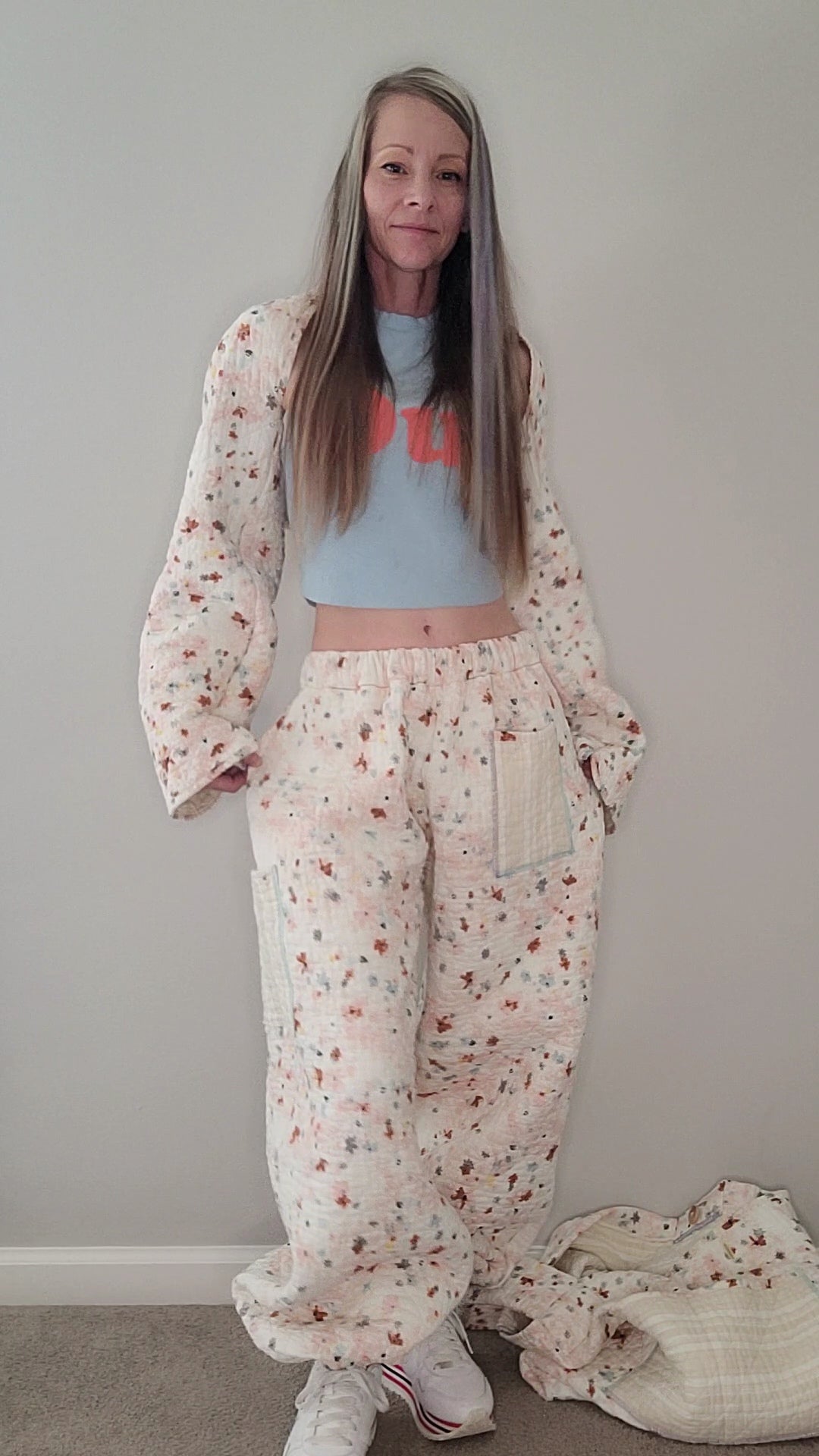 Blanket pants 3-piece travel set with joggers, shrug, and bag