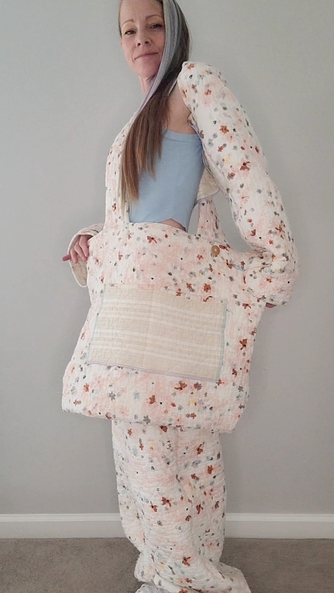 Blanket pants 3-piece travel set with joggers, shrug, and bag