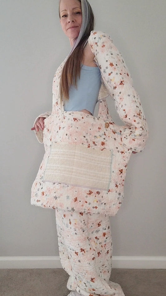 Blanket pants 3-piece travel set with joggers, shrug, and bag