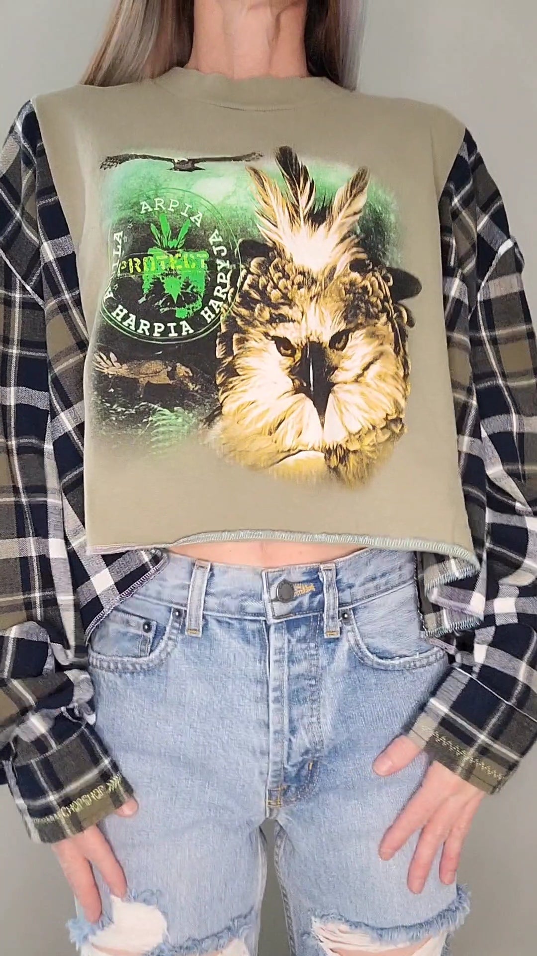 Protect the Harpy Eagle Flannel Reworked Longsleeve