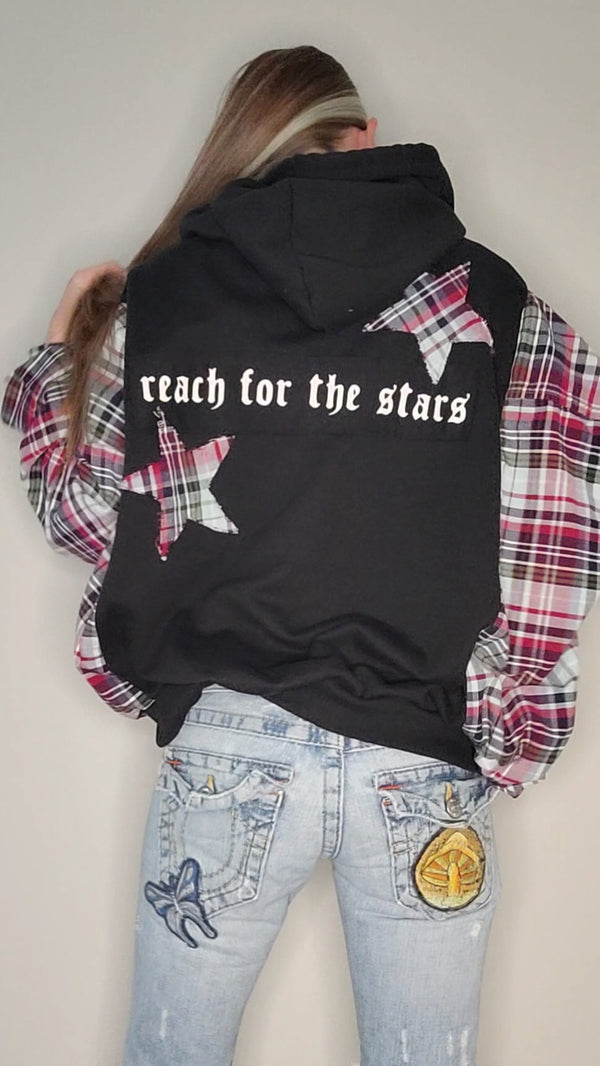 Little Twin Stars Reach for the Stars Flannel Hoodie M to L