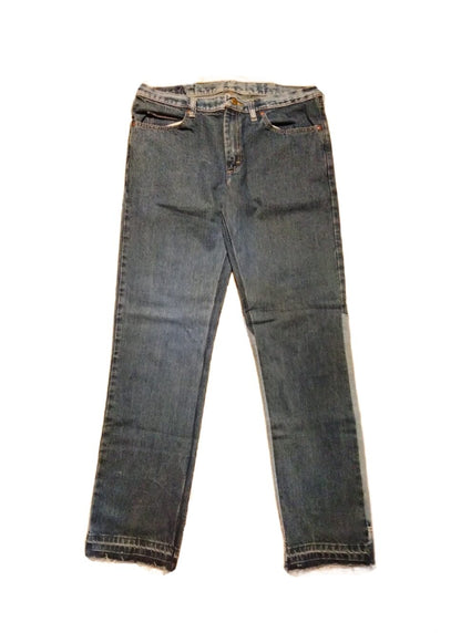 a pair of jeans on a white background.
